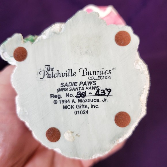 Patchville Bunnies Sadie Paws w/wrong box 1994 Easter Rabbit Bunny Christmas - Picture 7 of 7